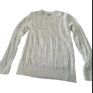 Croft & Barrow Cream V-Neck Cable Knit Sweater